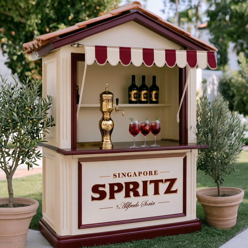 The Singapore Spritz Cottage bar with ruby-red spritzes